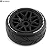 Chanmoo 1/8 RC On Road Car Tires and Wheels Rims 17mm Hex 103mm Rubber Rally Tyres for 1:8 Scale RC On-Road Racing Car HPI WR8 HSP Hobao ARRMA Redcat Losi Kyosho VRX RC Rally Drift Car 4PCS (Black)