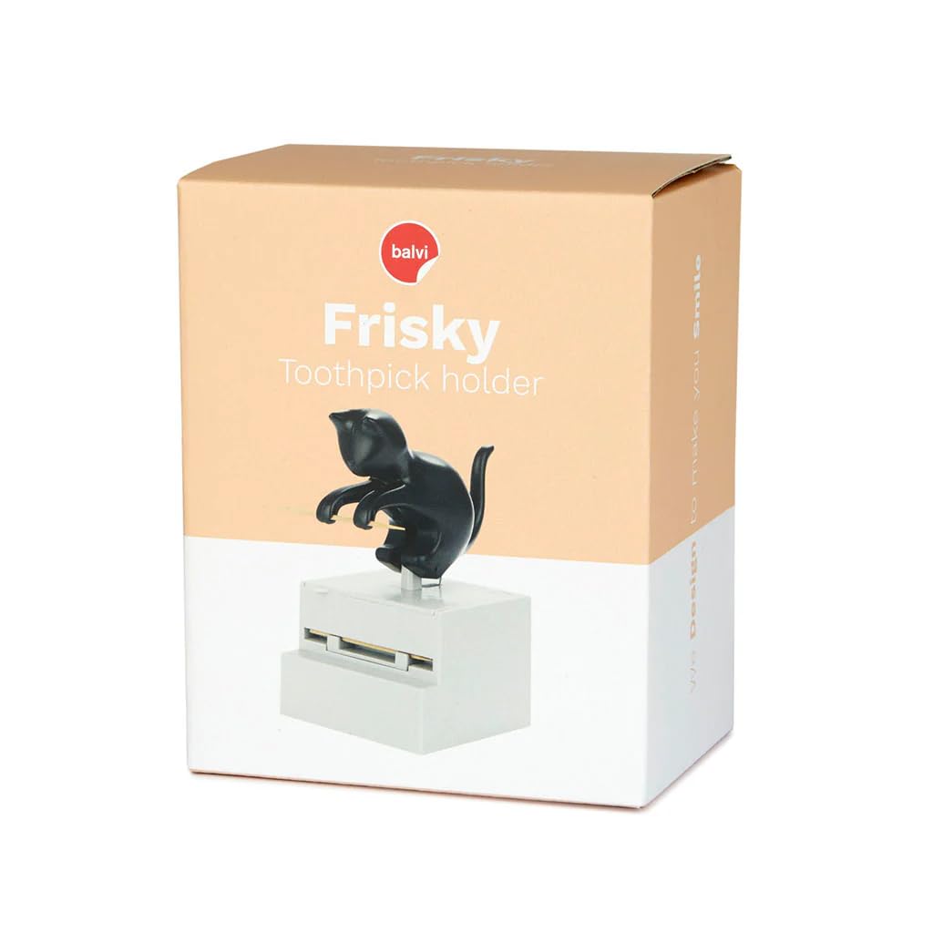 Balvi Distributeur de cure-dents Frisky Noir Chat Plastique