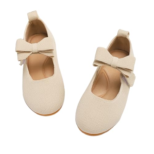 Toddler Girls Dress Shoes Knit Mary Jane Flats Ballet Comfortable Flat with Bow for Little Kids Big Kid Girl3