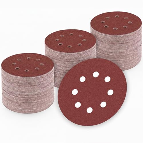 Disques de ponçage 125mm grain 220 pour ponceuse orbitale 8 trous - Lot de 100