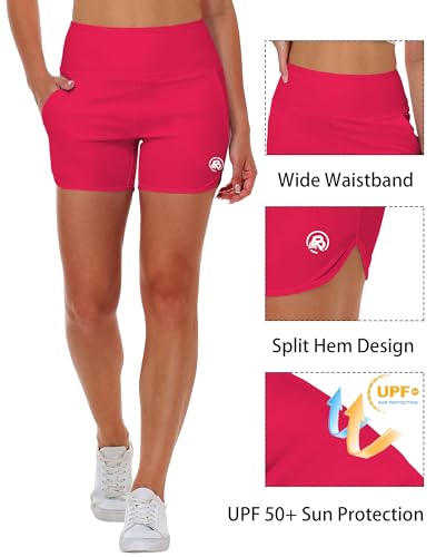 Image of AOBUTE Womens High Waisted Swim Board Shorts UPF 50+ Quick Dry Swim Trunks with Pockets