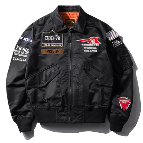 BININBOX Veste d'Aviateur Homme Jacket Style CWU-45P (Noir,XL)