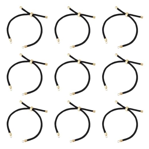 UNICRAFTALE 10Pcs Bracelet Coulissant en Nylon avec Cordon Torsadé 22~23cm Bracelet à Maillons Noirs avec Accessoires en Laiton Chaînes de Bracelet Réglables pour la Fabrication de Bijoux pour Femme