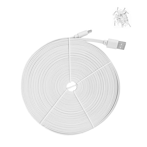 Security Camera USB C Cable 16.4 ft, Charging for Ring Pan-Tilt Indoor Cam, Tapo TP-Link 2K C120 Camera, Cam Indoor/Cam 3/S330, Flat Type C Extension Power Cord