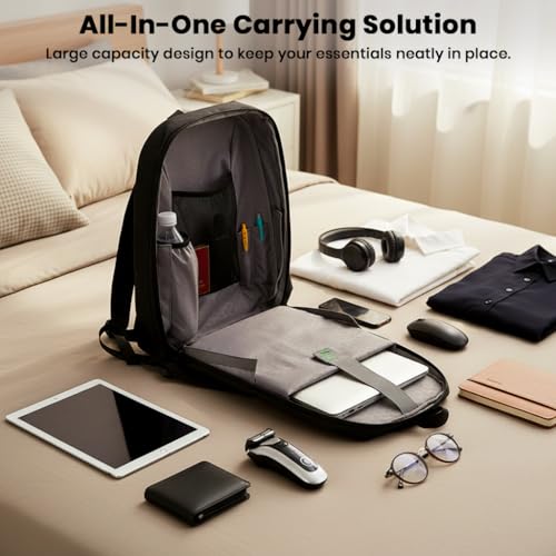 Image of COMPX Hardshell Laptop Backpack Bag for Man & Women 15L Fit for 15.6 inch Laptop Daypack Compact Bagpack Waterproof, Anti-Theft 3 Pin Lock, Padded Shoulder Straps, 180 Flat-open for Casual Office College