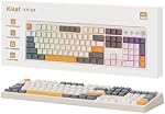 Kisnt KN104 Wireless Mechanical Gaming Keyboard, 100% Full Size 104 Keys with Number Pad, Custom RGB Backlit, Creamy Sound, Hot Swappable, Bluetooth/2.4GHz/USB-C for Win/Mac/PC (Retro Beige)