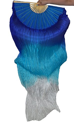 Tanzbekleidung & Accessories Schleierfächer Tanz Fächer Fächerschleier Seidenfächer Flügel Bauchtanz 1 Paar Blau-Türkis-Weiß Cover