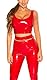 Koucla Top Lederlook Wetlook Crop Top Lack Optik Tanktop (Rot, S)