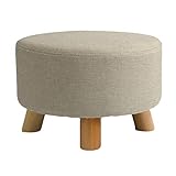 LIXIONG Pouffes and Footstools Indoor Round Pouf Foot Stool Solid Wood Upholstered Seat Shoe Bench B