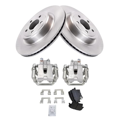 Image of TRQ Rear Brake Pad and Rotor Set Semi Metallic Rotors Calipers Compatible with 2007-2014 Dodge Charger 2007 Magnum