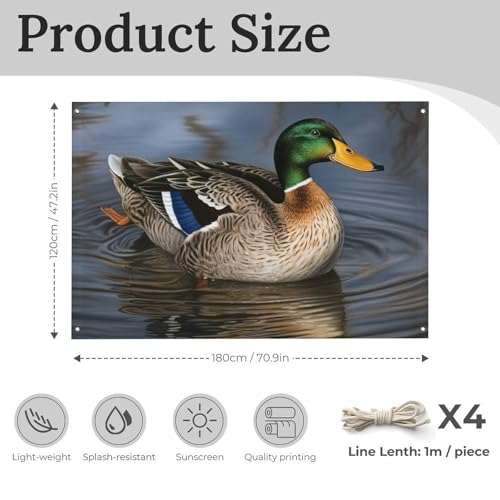 Drapeau canard colvert robuste en polyester durable avec œillets de fixation stables - 3