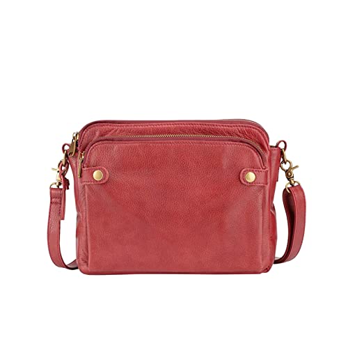 Sac à bandoulière rouge pour femme avec triple fermeture éclair taille unique