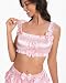 Satini Sissy Frilly Ruffled Fitted Silky Satin Lingerie Bralette (Baby Pink, XXL)