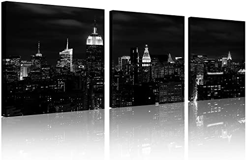 Tutubeer City Picture Wall Art Black And White New York Pictures For Home Decor Cityscape Canvas Wall Art New York Skyline Canvas City Print On Canvas Stretched And Framed 12X12Inchx3Pcs #TOP24