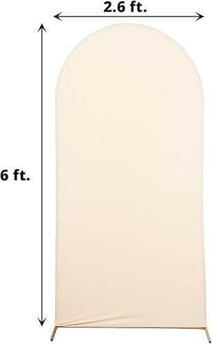 Miniatura 3 de Efavormart - Cubierta de marco de fondo de elastano beige de 6 pies, cubierta de arco de boda de 2 lados
