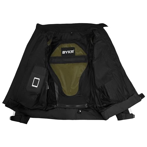 Bykr Mesh Motorcycle Jacket For Men Dual Sports Adventure Breathable Air Racing Bikers Riding Powersports Protective Motorbike Jackets Enduro Ce Armored Black Large thumb #5