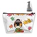 Bolsa de almacenamiento portátil Otoño Kokeshi Muñeca Maquillaje Bolsa Organizador Viaje Maquillaje Tren Caso Cosmético Organizador Bolsa