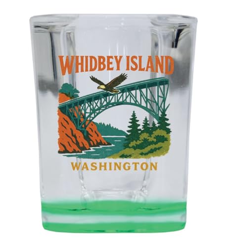 Vaso Shot Vintage Souvenir 2 oz Base Cuadrada Verde