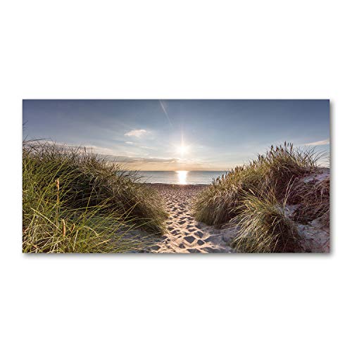 Fond de hotte verre 120x60cm pour habiller une cuisine moderne paysage bleu