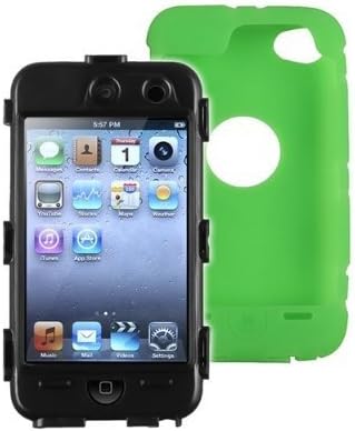 Hybrid Case Compatible with Apple iPod Touch 4th Generation, Black Hard/Green Skin