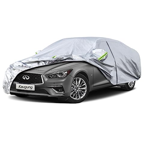 Image of Kaugung 6 Layers Car Cover Custom Fit Infiniti Q50 Sedan from 2013 to 2025, Waterproof Car Cover All Weather for Automobiles Outdoor Indoor with Zipper Door, Sun Rain Dust Snow Protection.