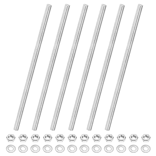 M METERXITY 6erPcs Vollgewindestange M4x100mm 304 Edelstahl Rechtsgewinde Gewindestange Mit Sechskantmuttern Und Unterlegscheiben Für Möbelankerbolzen Klemmen U-Bolzen Perlenverzierte