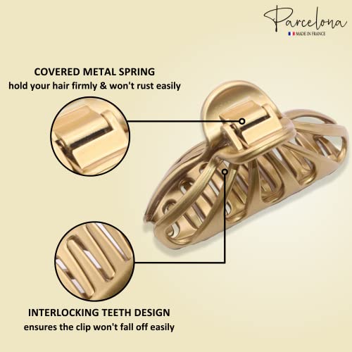 Parcelona French Golden Rain Drop Small 2 3/4 Inch Jaw Hair Claw Clip Clamp (Golden) #TOP2