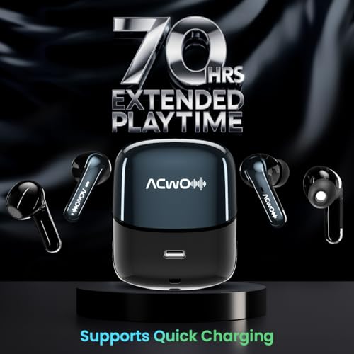 ACwO Dwots Fire ANC|India's First 4 in Ear Buds in 1 Case with ANC|70Hrs Battery|ANC&Transparency Mode|Bass&Theatre Modes|4 Mics Ai-Enc for Clear Calls|3D Spatial Audio, Wireless (Eclipse Black)