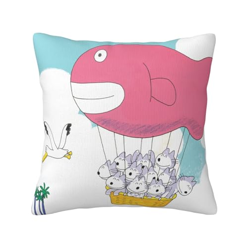 11ぴきのねこ 抱き枕カバー 正方形の枕カバー クッションカバー 装飾座布団カバー まくらカバー 贈り物 (45x45cm)