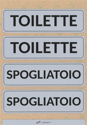 TIESSE - 2 autocollants TOILETTE + 2 autocollants de dressage - Polycarbonate avec adhésif haute performance - 4 pièces 140 x 40 mm sur feuille A5 (210 x 148 mm) - Fabriqué en Italie