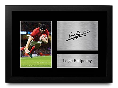 Photo Leigh Halfpenny autographe signée et encadrée A4 pour fan de rugby gallois