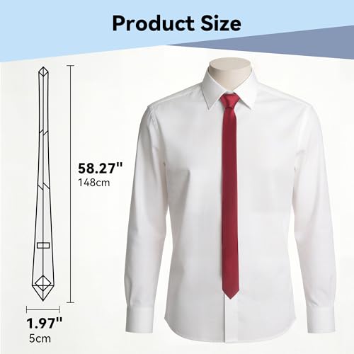 Image of Skinny Tie Men Women 2 inch (5CM) Slim Necktie Solid Thin Ties Formal