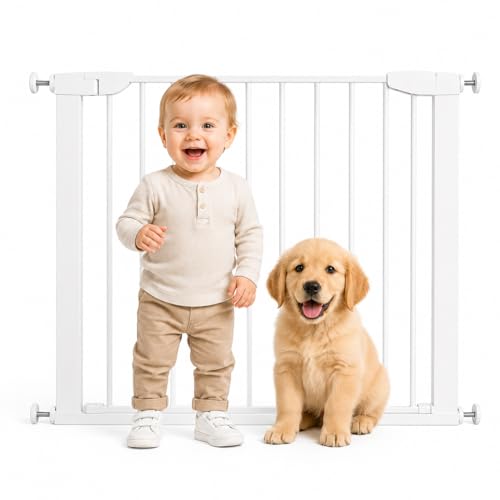 Fiducia Türschutzgitter Treppenschutzgitter erweiterbar bis 109 cm Ohne Bohren Hundegitter Türschutz für Ihr Baby & Haustier Türgitter Kindergitter (75-109 cm)