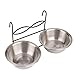 Petmaker Edelstahl-Hundenäpfe zum Aufhängen Hundehütten, 28 x 14 x 6 cm, doppelt hängender Futter- und Wassernapf aus Edelstahl mit Haken Katzen, Hunde, Welpen, Käfige