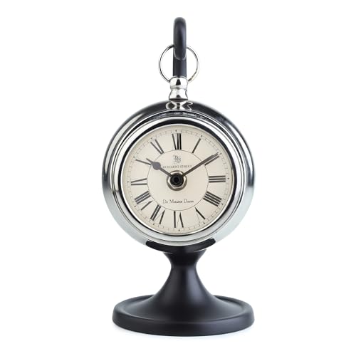 Image of Decor de Maison Brings Handcrafted Seishi Table Clock for KidsRoom, Living Room, Bedroom, Study Table|Classic Non-Ticking Tabletop Battery Operated Analog Desk Clock (Silver)