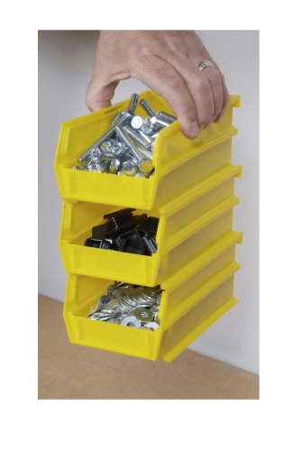 Triton Products 3-210Y Locbin Stacking, Hanging, Interlocking Polypropylene Bins 5-3/8-Inch L By 4-1/8-Inch W By 3-Inch H Yellow 24 Ct #TOP5