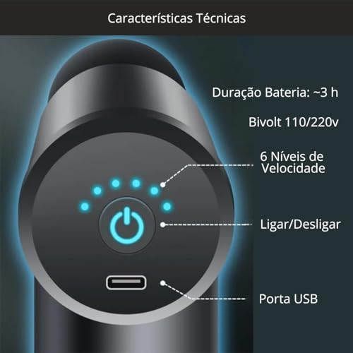 Mini Pistola Massageadora Miofascial Elétrica Portátil Profissional Mini Massageador Eletrico Recarr
