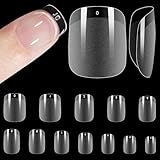 Sanluba 600PCS 12 Sizes Extra Short Round Square Nail Tips Soft Gel Clear Press on Nails Half Matte Full Cover Acrylic Nail Pre-shape for Nail Extension