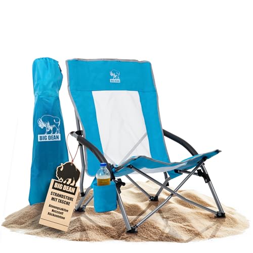 BigDean Strandstuhl klappbar leicht stabil mit Getränkehalter
