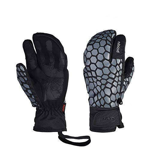 LANNIU Ski Gloves, Winter Glove Men Waterproof, 3-Finger Mittens Winter Warm Gloves