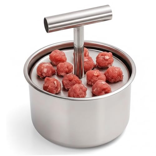 Tsawntd Meatball Maker, 12 Balls Stainless Steel Meatball Maker Tool Manual Push Press Meat Tenderiser Making Mould, Home Cooking Tools for Kitchen Stainless Steel