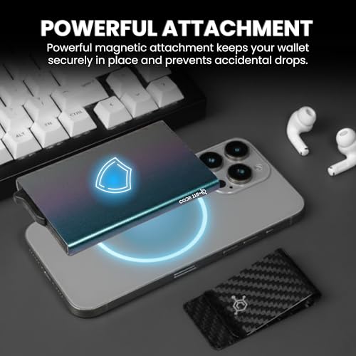 Image of CODE 118 Wallet for Men - Slim Minimalist Aluminum Magnetic Card Holder - RFID Blocking Front Pocket Mag Safe Wallet with Strong Magnet Attachment (Ombre Fade)