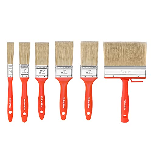 ValueMax Paint Brushes Set 6Pack, Professional Wall Brush, Deck Stain