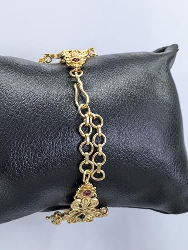 Image of Fancy Golden Kashmiri Jewellery Bracelet Analog Wrist Watch for Women and Ladies - J&K001