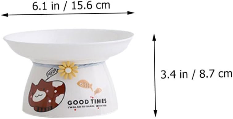 VICASKY 1set Elevated Cat Bowl Ceramic Cat Bowls for Food and Water Neck for Indoor Stable and Easy to