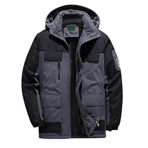 Generisch Manteau d'hiver pour homme grande taille, veste de ski, veste en laine chaude, combinaison de randonnée en plein air, L 4XL doudoune pour homme, gris, 4XL