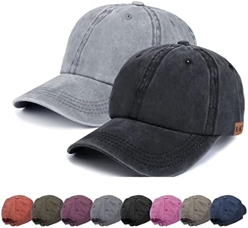 Baseball Cap - Plain Cap Hat Lightweight Adjustable Washed Polo Style Hat Classic Sports Casual Cap Summer Sun Hat for Unisex