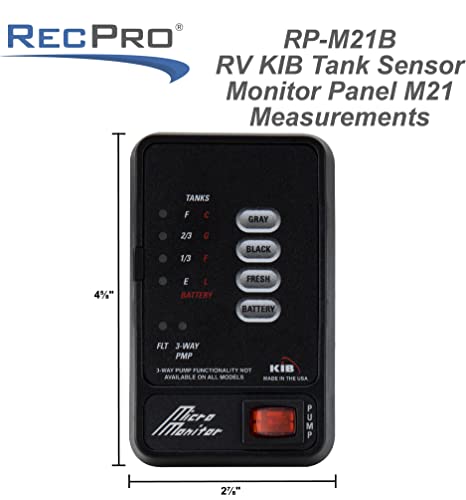 Recpro Rv Tank Sensor Monitor Panel M21 | Kib Replacement | Panel Only | Level Sensor | Fresh Water Or Holding Tank Level Sensor (Black) #TOP4