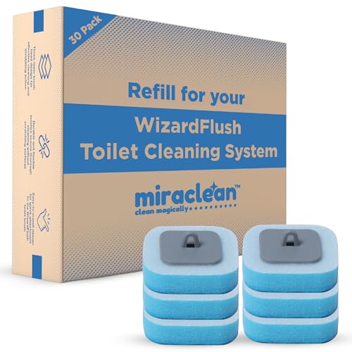 Image of MIRACLEAN WizardFlush Toilet Brush Head Refill - Disposable Toilet Scrubber Refills - Removes Rust & Hard Water Stains - Toilet Bowl-Cleaner for Bathroom - 30 Disposable Brush Heads