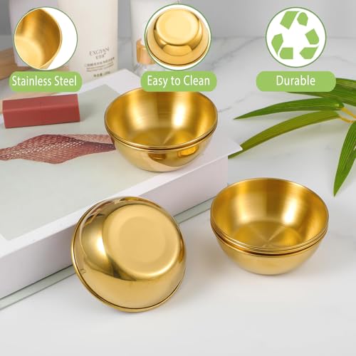 Set de 12 tazones faciales dorados de acero inoxidable miniatura 3